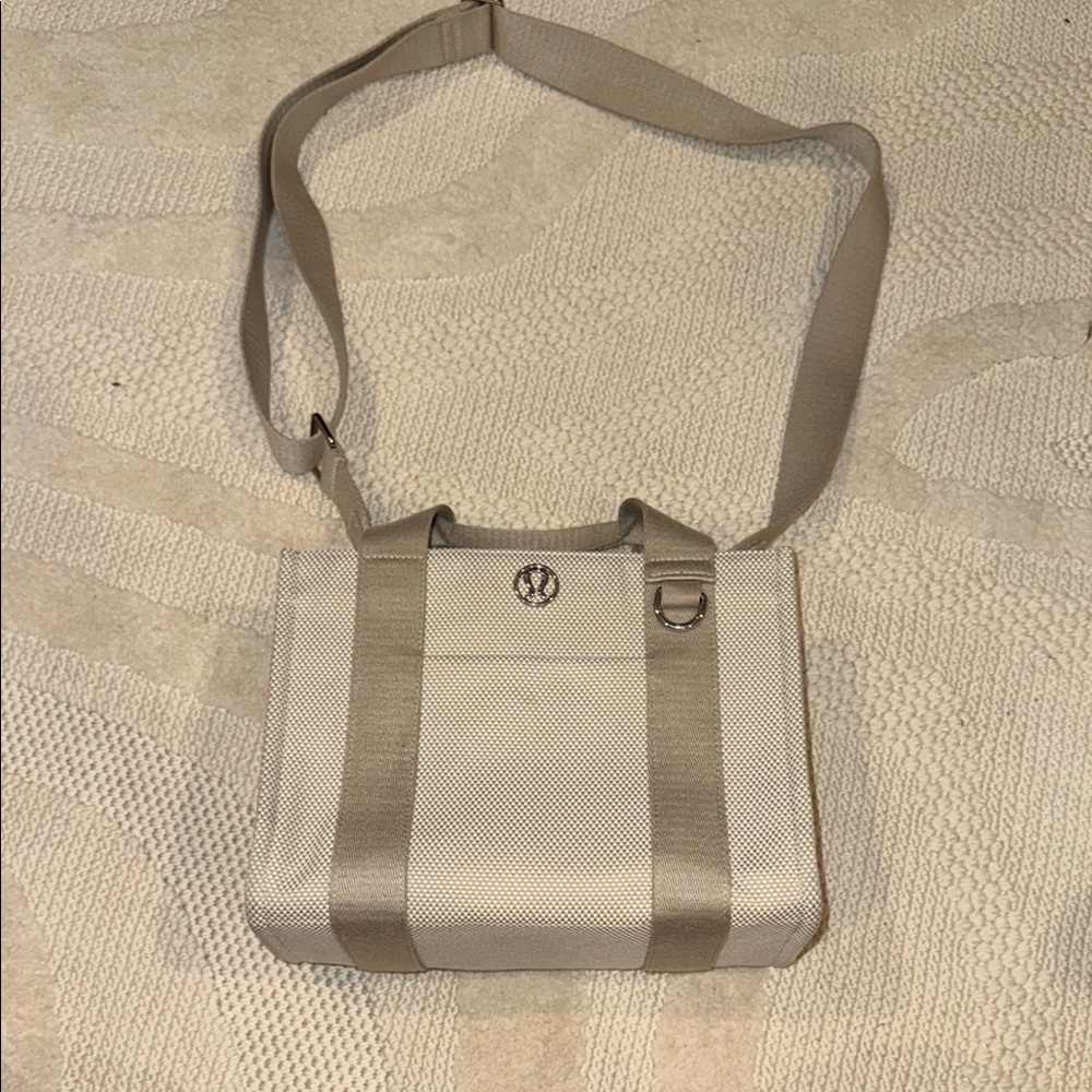 lululemon athletica Gray and Tan Messenger Bag with Adjustable Strap
